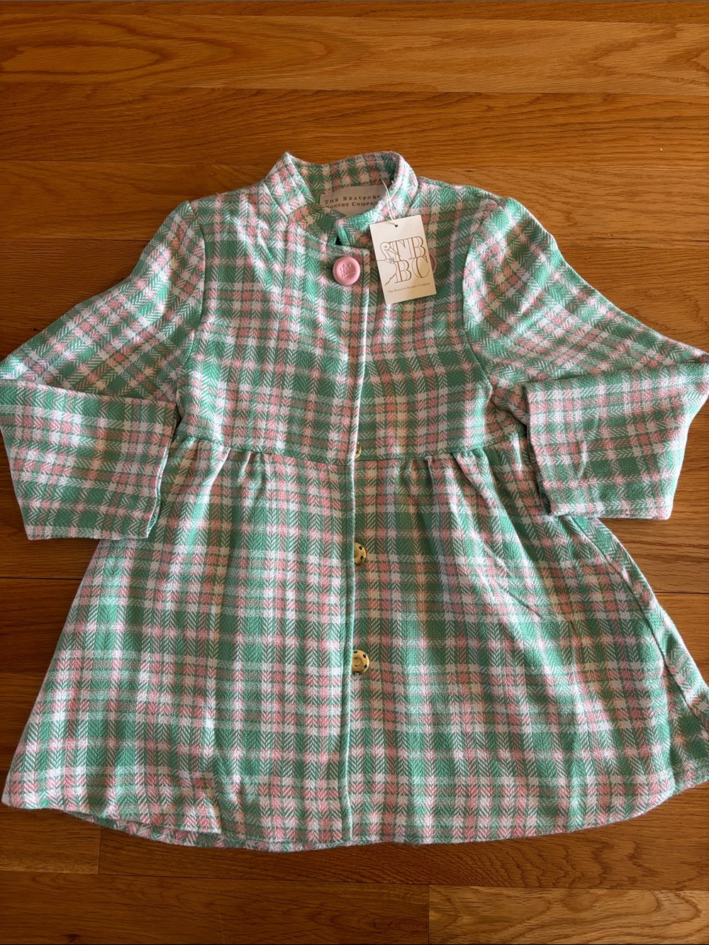 The Beaufort Bonnet Company Pink & Mint Plaid Kids Nightgown